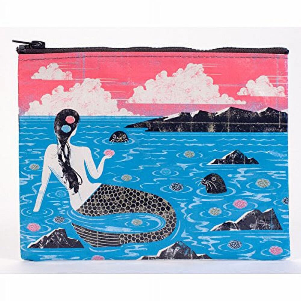 🧜‍♀️🌊Mermaid Vibes Only: Blue Q Eco Zipper Pouch! ♻️✨Sirencore & Beach-Ready🐚
